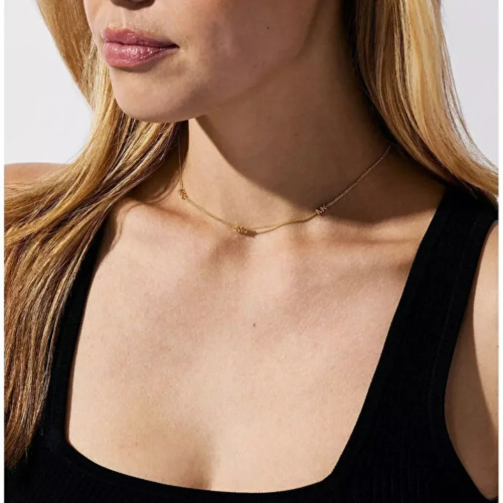 Michael Kors Silver-Plated Mini Logo Necklace